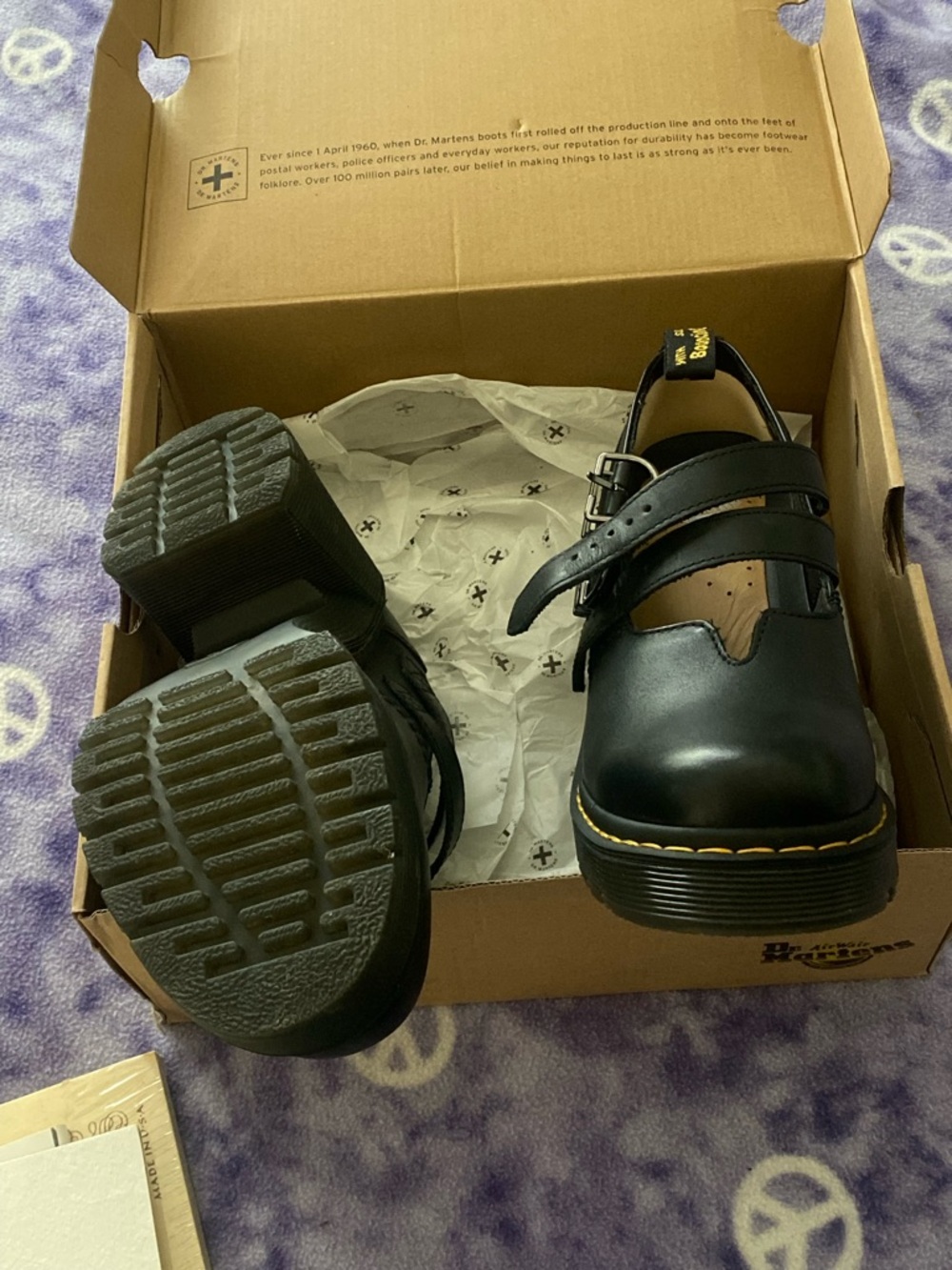 EVIE Black Mary Jane Double-Strap Shoes with Yellow Stitching - Picture 3 of 4